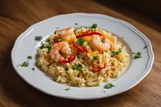 Превью рецепта Рис с креветками и болгарским перцем