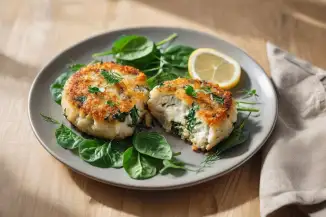 Превью рецепта Котлеты из белой рыбы со шпинатом