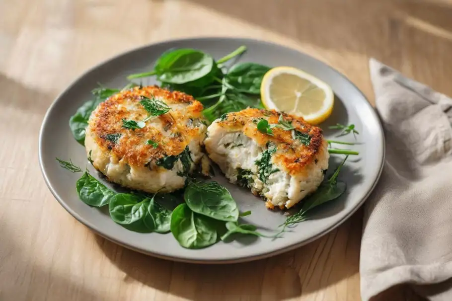 Фото готового рецепта Котлеты из белой рыбы со шпинатом