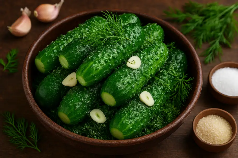 Фото готового рецепта Малосольные огурцы без рассола сухим способом