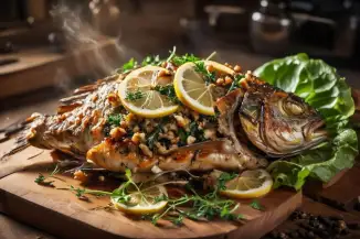 Превью рецепта Запечённая рыба с ореховой зеленью