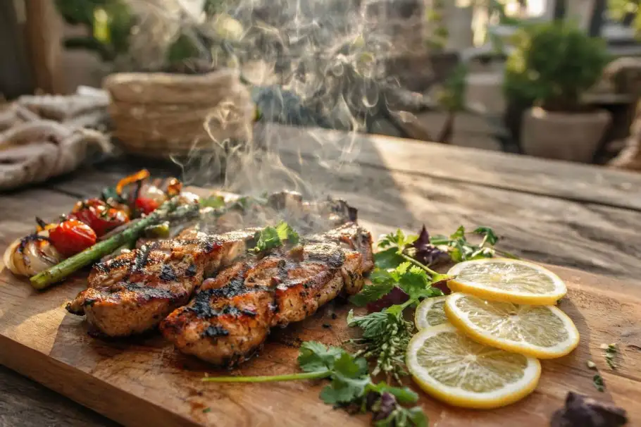 Фото готового рецепта Телятина в вине на гриле