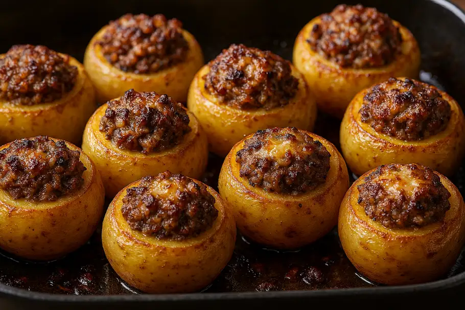 Фото готового рецепта Фаршированный картофель в духовке