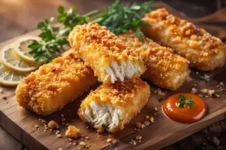 Превью рецепта Рыбные палочки в сырной панировке