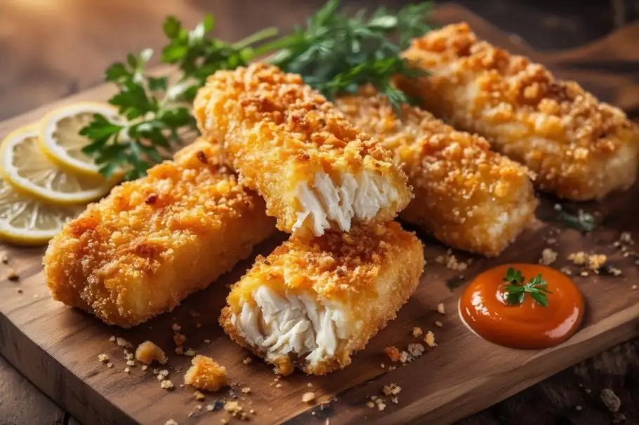 Фото готового рецепта Рыбные палочки в сырной панировке