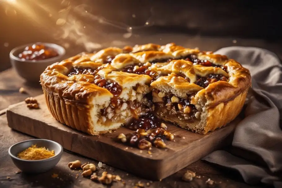 Фото готового рецепта Пирог с джемом и орехами