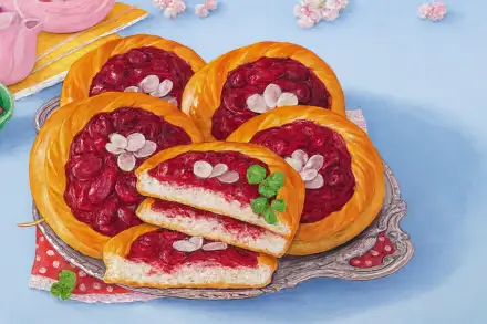 Фото Булочки и вишней и миндалем