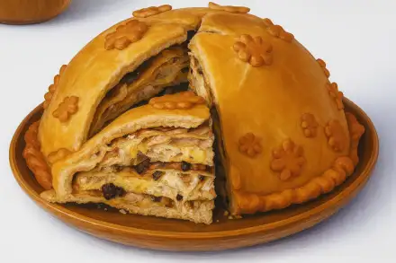 Фото Русский курник с тройной начинкой