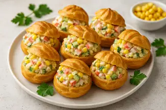 Превью рецепта Профитроли с салатом из крабовых палочек