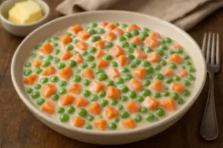 Превью рецепта Гарнир из моркови и горошка в сливочном соусе