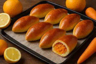 Превью рецепта Пышные дрожжевые пирожки с цитрусово-морковной начинкой