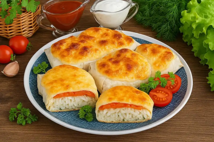 Фото готового рецепта Рыба в лаваше с томатами и сырной корочкой