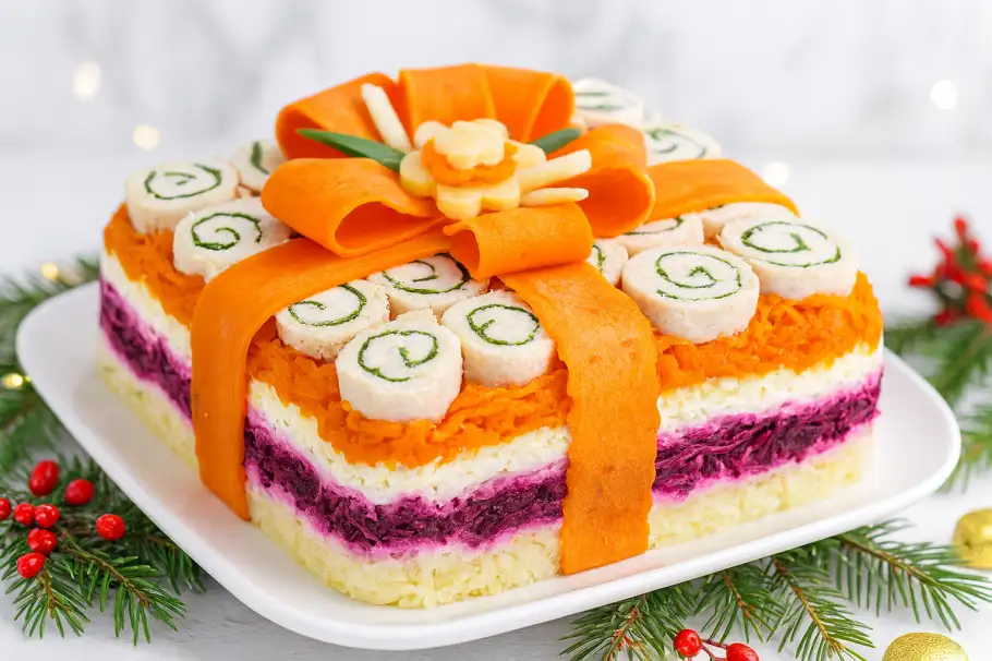 Фото готового рецепта Салат «Новогодний подарок»