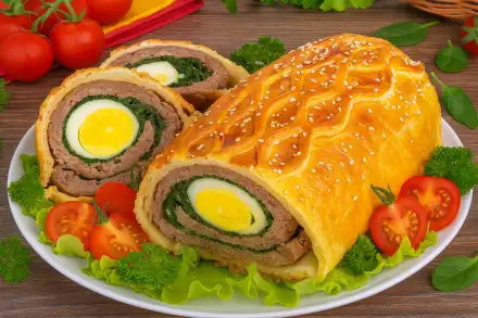Фото Слоеный пирог с сыром и зеленью