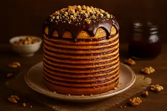 Превью рецепта Слоёный кулич с джемом и орехами