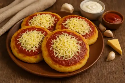 Фото Картофельные лепёшки с чесночным соусом и сыром