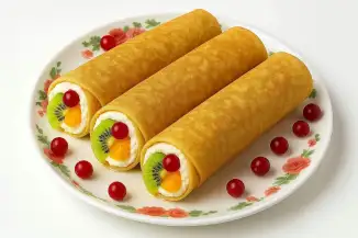 Превью рецепта Блины со сливочным сыром и фруктами