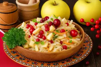Превью рецепта Квашеная капуста с яблоками и клюквой