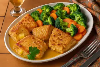 Превью рецепта Кармашки из курицы с ананасами и сыром