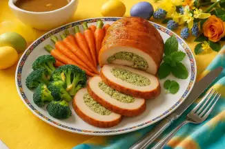 Превью рецепта Рулет из индейки с мятой и орехами
