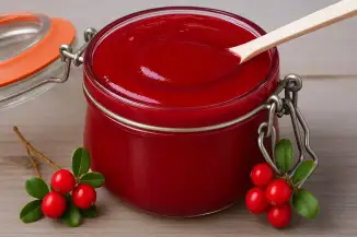 Превью рецепта Желе из клюквы с малиной