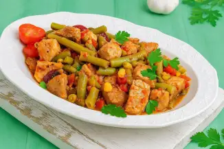Превью рецепта Тушеная стручковая фасоль с мясом