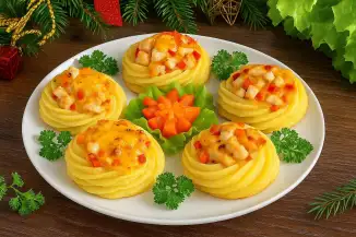 Превью рецепта Картофельные гнезда с курицей