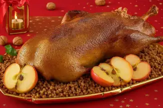 Превью рецепта Гусь, фаршированный гречкой и яблоками