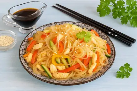 Фото Фунчоза с курицей и овощами