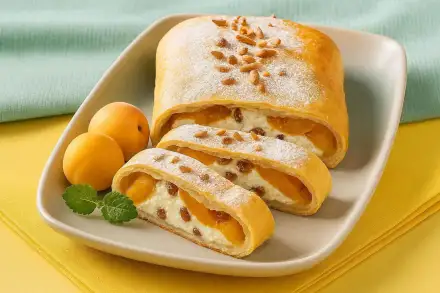 Фото Пирог с творожной начинкой и абрикосами