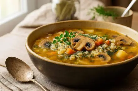 Фото Суп с шампиньонами и рисом