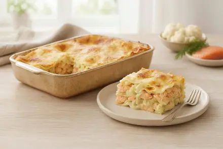 Фото Лазанья с горбушей и цветной капустой