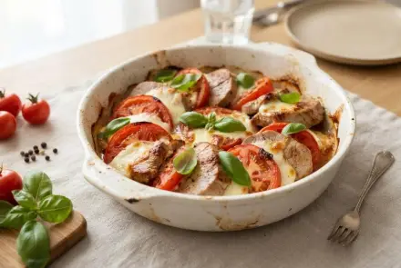 Фото Мясо с сыром и томатами