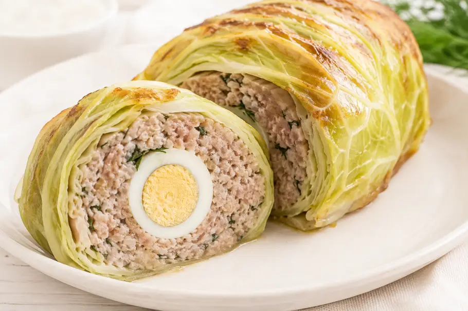Фото готового рецепта Мясной рулет в капусте