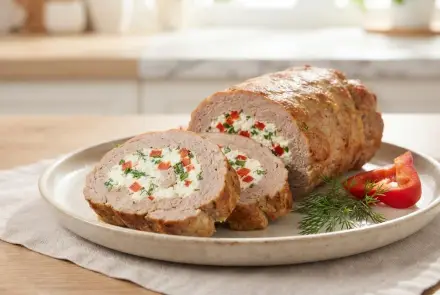 Фото Мясной рулет с перцем и творогом