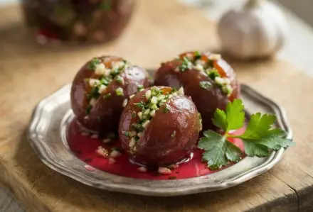 Фото Фаршированные сливы с чесноком и зеленью