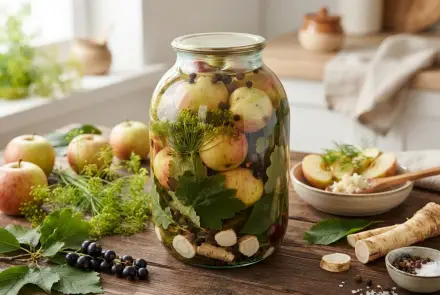 Фото Закусочные яблоки с хреном и зеленью