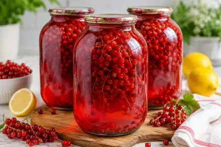 Фото Компот из красной смородины с веточками