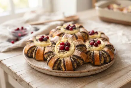 Фото Булочки с клюквой, творогом и маком