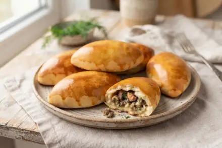 Фото Пирожки с курицей, печенью и рисом