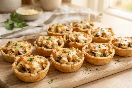 Фото Тарталетки с курицей под сыром