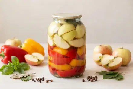 Фото Маринованный перец с яблоками и базиликом