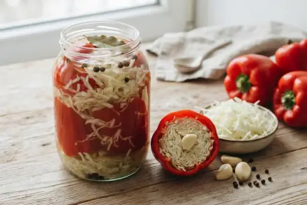Фото Перцы фаршированные капустой на зиму