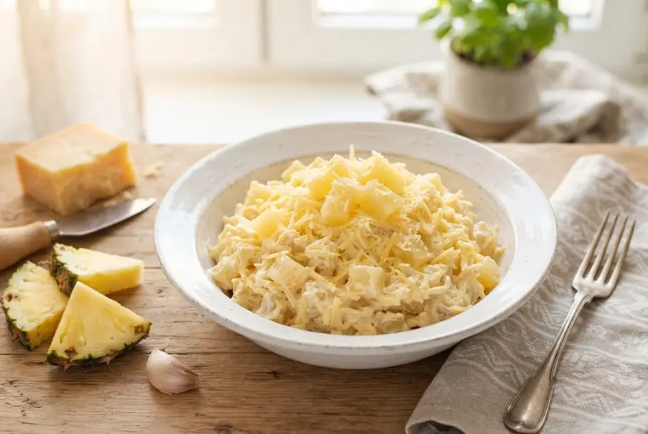 Фото готового рецепта Салат с сыром и ананасами