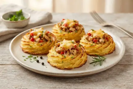 Фото Картофельные гнезда с курицей