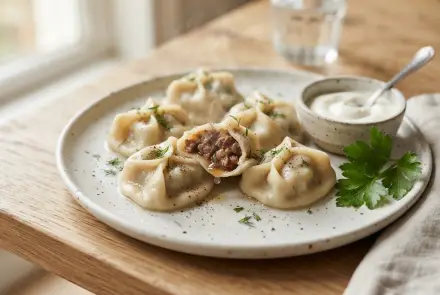 Фото Сочные манты с говядиной и луком