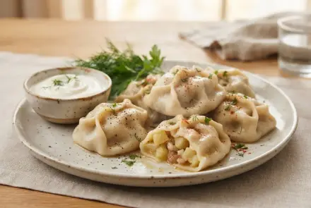 Фото Манты с картошкой и салом