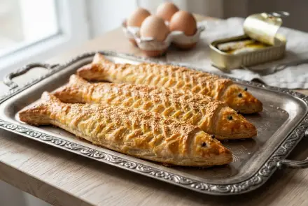 Фото Рыбник с сардинами и яйцами