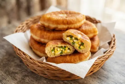 Фото Пирожки на кефире с луком и яйцами