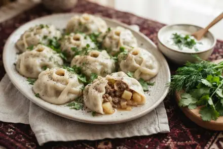 Фото Манты с мясом и картошкой